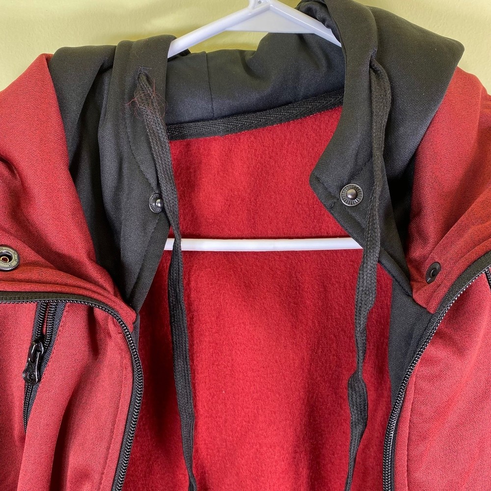 New Hooded Jacket Slim Fit Turtleneck Fleece Zip Up Hoodie Outerwear Men’s 2XL - Picture 9 of 11